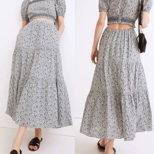 Floral Blue Maxi Skirt